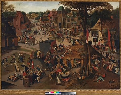 PSVDCTOO Vintage Wanddeko Bilder Bilder Wandgemälde Dorffest zu Ehren des Heiligen Hubert von Pieter Brueghel dem Jüngeren Für Zimmer60x90cm