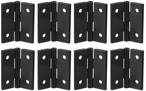 sourcing map 8Pcs Acrylic Hinges, 1.8 x 1.5 Inch Mini Hardware Folding Hinges Piano Hinges with Mounting Hole for Case Box Handicrafts, Black