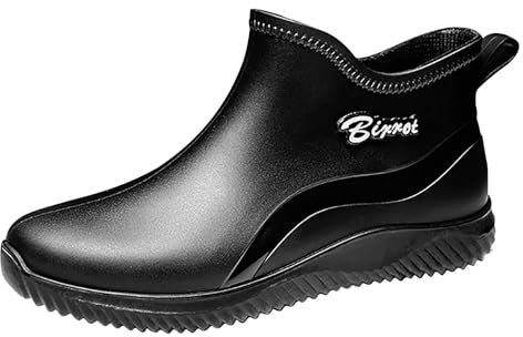 Scarpe da pioggia indossabili da uomo e da donna, in gomma, con suola a metà polpaccio, antiscivolo, per chef, wok, da uomo, Nero , 38 2/3 EU