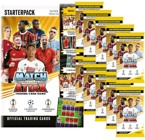 Match Attax Champions League 2024/25 - Trading Cards - 1 Starter + 10 Booster