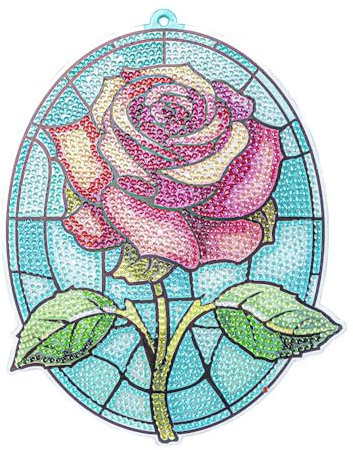Ideen mit Herz Diamond-Painting-Fensterbild | Glaskunst-Optik | Dekoration & DIY | Material: PET (Rose)
