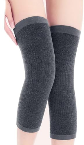 Inverno Termiche Ginocchiere,Ginocchiera per Protezione Gamba,Ginocchiere Unisex in Lana di Cachemire 1 Paio Scaldamuscoli Invernali Caldi per Uomini E Donne per Sport E Uso Quotidiano (Grigio)