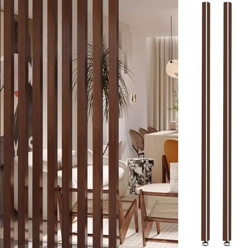 Paravent Raumteiler 2 Stück Dekorative Trennwände für Den Innenbereich zur Raumtrennung, Verstellbare Trennwand aus Holzlamellen Vom Boden Bis zur Decke, Sichtschutzsäule Individuell Anpassbar(140cm(4