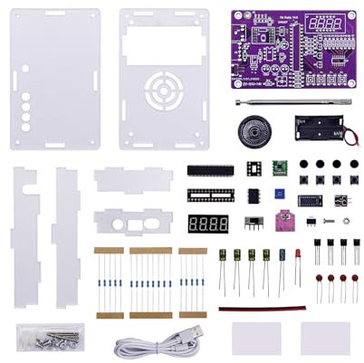 budiniao Kit de montaje con radio FM de 87-108 MHz y cable de alimentación USB que elimina la necesidad de desconectar con frecuencia la fuente de alimentación Kit de montaje de radio, Con vivienda