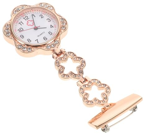 Reloj de Enfermera Broche de Solapa, Aleación de Zinc, Figura Geométrica | Diseño de Bolsillo, Frontal Brillante, Uso para Médicos y Personal Sanitario