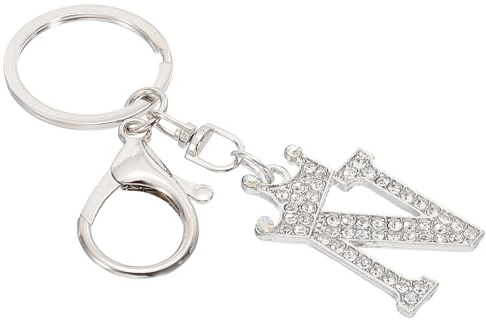 PATIKIL Porte-Clés de Lettre Initiale pour Sac À Dos Artisanal Ton Argent | Pendentif de Lettre N Design de Couronne Avec Des Diamants en Cristal, Pendentifs D'Alphabet Décoratifs