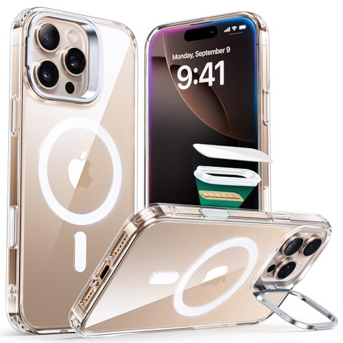 ESR for iPhone 16 Pro Case, Camera Control Compatible with MagSafe, Military-Grade Protective Case, Built-in Stash Stand Phone Case, Scratch-Resistant Back Cover, Classic Series, Clear