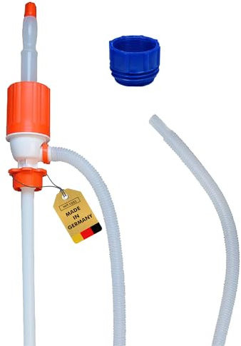 ABACUS® Fasspumpe säurefest | Dieselpumpe | Benzinpumpe | inkl. Adapter mit 70mm Außengewinde | Ideal für Benzin, Motoröl, Wasser, Säuren, Laugen & Diesel | Umfüllpumpe, Siphonpumpe, Absaugpumpe
