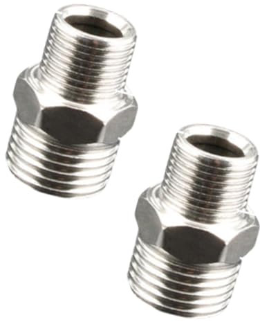 Lot de 2 adaptateurs de douche, en acier inoxydable 1,27 cm BSP mâle vers 3/8 BSP mâle, adaptateur de tuyau de douche réducteur pour conversion de tuyau