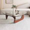 WappiGo Mesas de sala de estar, estilo moderno de mediados de siglo con base de madera maciza, mesa de centro de vidrio templado vintage para sala de estar, balcón