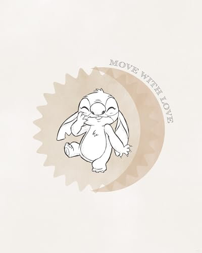 Komar Wandbild- Disney Lilo and Stitch Move with Love - Größe 40 x 50 cm - Poster, Kinderzimmer, Dekoration - gerollt ohne Rahmen, Beige,Rosa