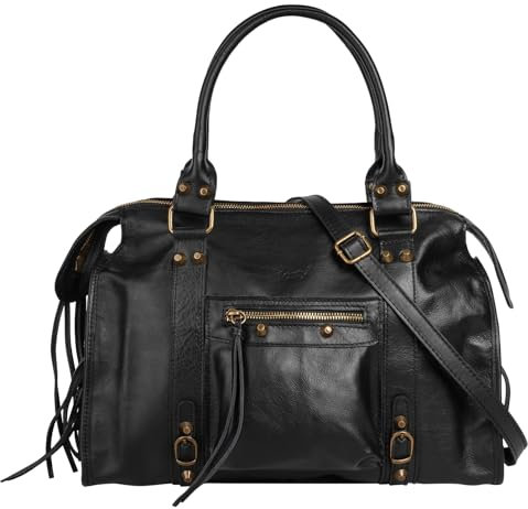 forty° Shopper Echt Leder Damen | Made in Italy | Handtasche mit Nieten | Henkeltasche mit Fransen | 022214