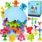 Jouets à Ventouses Silicone, 48PCS Jouet d'Aspiration, Jouets d' Aspiration pour Bebe, Cadeaux Montessori Sensoriels, Jouets de Voyage Contre Le Stress pour Les Enfants et Adultes