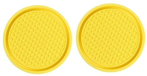 MINGRUILIHAI Car Cup Coasters for Fiat 500/500E/500L/500X/500 Abarth, 2PCS Non-Slip Shockproof Cup Holder Inserts Insulated Water Bottle Mats Auto Interior Accessories,F/Yellow