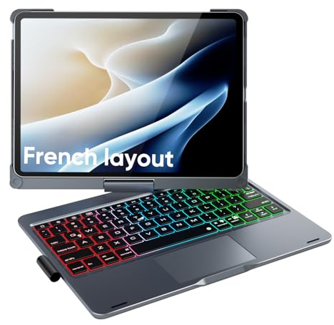 doqo iPad Air 11 & iPad Pro 11 Tastatur Hülle mit Trackpad,360° drehbar | Laptop-ähnliches Tippgefühl,Beleuchtung,kompatibel für iPad Air 11 M4/M3/M2,Air 5/4,Pro 11 (1.–4. Gen), mit Stifthalter