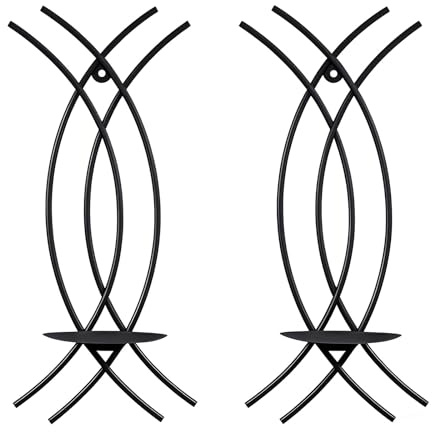 Vsosfiza Black Wall Sconce Set of 2, Metal Candle Holder, Modern Hanging Decoration for Living Room, Farmhouse,Wall Mounted Candelabra with minimalist lines, Gothic Antique Decor