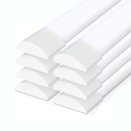 HOFTRONIC Lot de 8 Réglette LED 120 cm - Ultraplate - 40 W - 4800 lm (120 lm/W) - Blanc froid 6400 K - Remplace 330 W - Puces LED SMD - Sans scintillement - IP20 Eclairage immergé