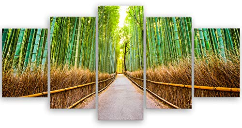 ge Bildet Bild auf Leinwand | Bambus Wald in Kyoto - Japan - natur blumen grün J in 100x50 cm mehrteilig als Wandbild | Wand-deko Dekoration Wohnung modern Bilder | 2213