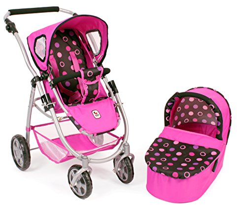Bayer Chic 2000 638 48 Kombi-Puppenwagen Emotion 2 in 1, Pinky, schwarz pink, Pink Balls