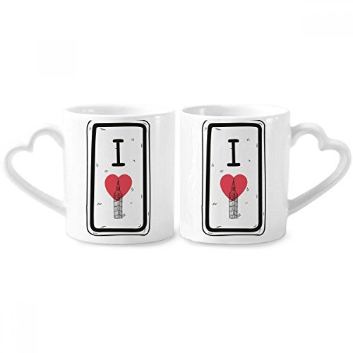 DIYthinker I Love London Words Pattern Couple Mugs Ceramic Lover Cups Heart Handle 12oz Gift