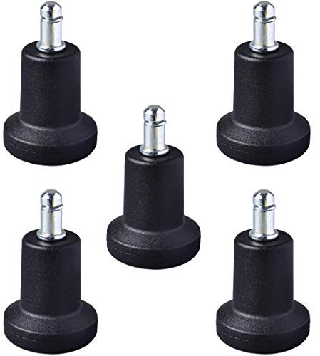 AAGUT Office Chair Castors 5 Count Black Plastic Nylon Stem Mount 2 Diameter 113 kg Load Capacity Converts Swivel to Stationary Two-Year Warranty