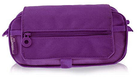 office box Estuche Triple con Tira para Trolley con 3 Grandes Secciones Interiores y Cierre de Cremallera Individual, Horario e identificador (Morado)