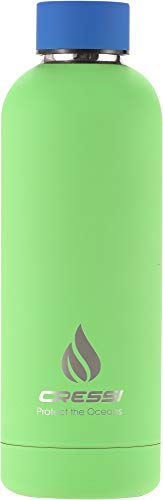 Cressi Rubber Coated Thermal Flask 500 ml - Sports Thermal Bottle, Rubber Covered, Fluo Green/Black