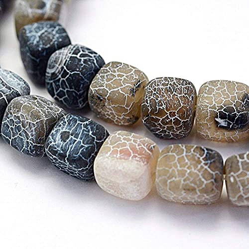 Gefrostet Matt Achat Stein, Edelstein Perlen, 8mm 12Stk, Würfel Naturstein Frosted Achatperle, Halbedelstein, Edelsteine, Schmuckperlen (Schwarz)