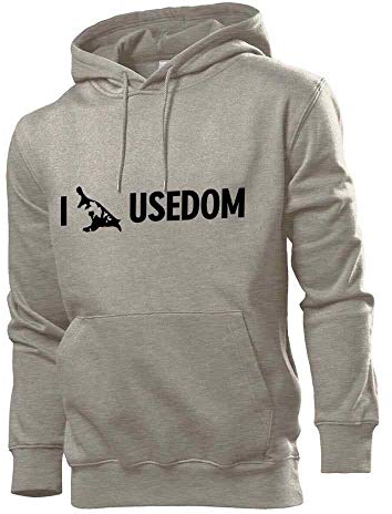 Generisch I Love Usedom Männer Hoodie Sweatshirt Grau XXL
