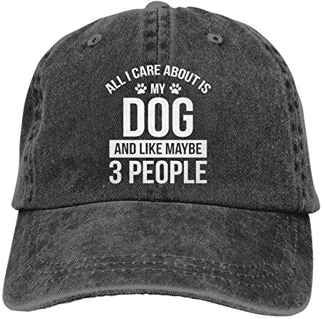 All I Care About is My Dog and Like Maybe 3 People Baseball Cap, Adjustable Washed Classic Vintage Denim Hat, My Dog and Like Maybe 3 People-black, Einheitsgröße