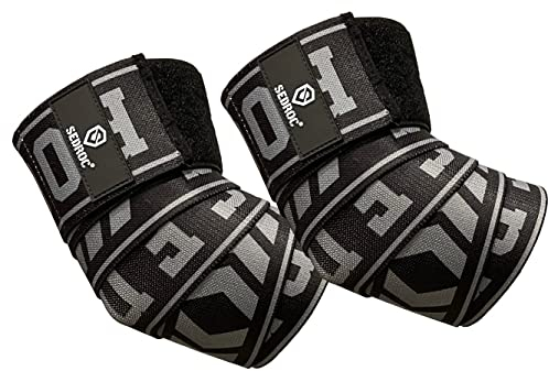 Sedroc Pro Ellenbogenbandagen für Gewichtheben, Powerlifting, Bankdrücken, Fitnessbänder für Herren, 1 Paar, Größe L (152,4 cm)