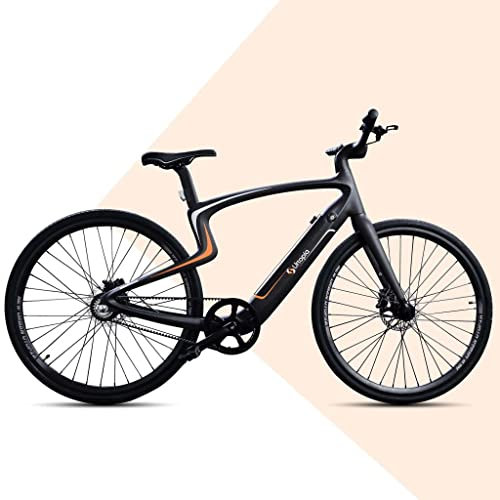 trends4cents Urtopia Smartes Voll-Carbon E-Bike Gr. M Modell Sirius (schwarz orange) 35Nm Blinker Projektion Anti Diebstahl Navi App Sprachsteuerung KI Ultraleicht
