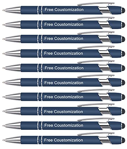 AIVYNA Gravur Stift,Kugelschreiber mit Gravur & Touch Personalisierter Kugelschreiber Werbekugelschreiber mit Wunschtext & Logo-10 Stück (Dunkelblau)