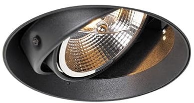 Qazqa - Modern Moderner Einbaustrahler schwarz GU10 AR111 rund randlos - Oneon I Wohnzimmer I Schlafzimmer - Aluminium Rund - LED geeignet GU10