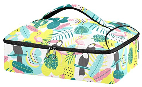Tropischer Flamingo, Kaktus, isoliert, Transportbox für Lebensmittel, Aufbewahrung von Geschirr, auslaufsicher, für Potluck-Party, Picknick, Strand