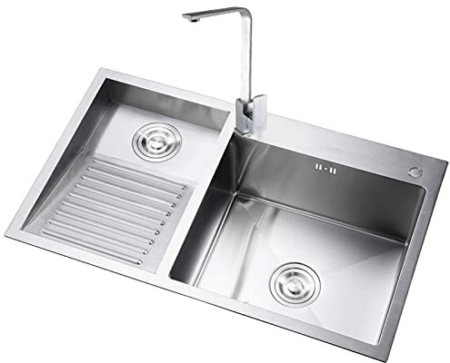 Lavello per Lavanderia da Esterno Lavello Singolo Grande Manuale Lavello per La Casa da Balcone Lavello in Acciaio Inox con Lavatoio con Accessori (Color : Silver (R), S : 90 * 48 * 22cm)