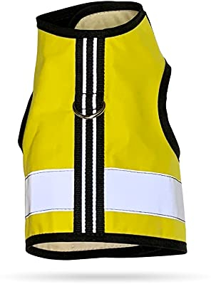 Kitty Holster Reflektierendes Katzengeschirr, Warnweste für Tag und Nacht, sichere, atmungsaktive und waschbare Baumwolle, ideal für Spaziergänge und Reisen, Sunshine Yellow, S bis M