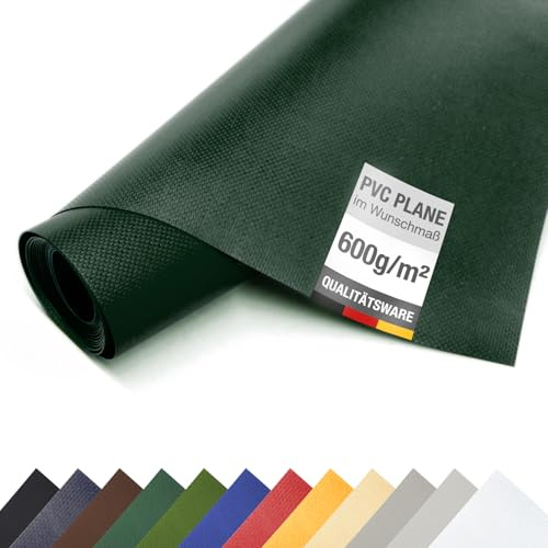ANKO PLANEN PVC LKW Plane 600 g/m² Meterware – schwere Industrie Abdeckplane mit verstärktem Gewebe, hochwertig matt (Grün, 3m x 8m)