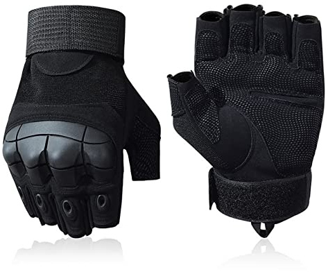SUJAYU Outdoor Fingerless Gloves - Men's Driving, Hiking, Biking & Motorcycle Gloves (Black, X-Large)