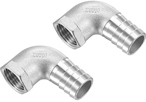 M METERXITY 2pz Tubo Uncino Raccordi - 90 Gradi Gomito Inossidabile Acciaio 20mm Tubo Connettore Applicabile a Acqua Carburante (1/2 NPT Femmina Tubo)