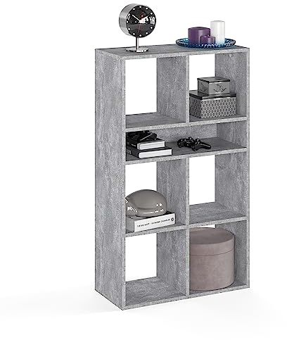 KOMTO Regal Beton - Bücherregal Standregal Würfelregal Büroregal 65,8 х 30,7 х 112,5 cm Bücherschrank RIM6 für Kinderzimmer Regal Wohnzimmer