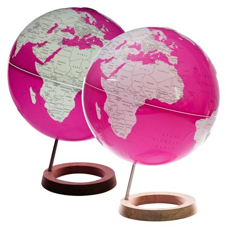 Exerz 33cm Leuchtglobus/Beleuchteter Globus Holzsockel mit 33 cm Durchmesser – Selbstmontage – Englische Karte