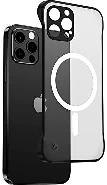 Kairueics Magnetic Case for iPhone 15 Pro Max, [Compatible with MagSafe] Ultra Thin Transparent Matte Case with Bumper Corners and Ring Cable Matte Black