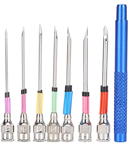 Dekaim 7 Größen Punch Needle Kit,Stanznadel Set Mit Griff,Strickkunstnadeln,Erwachsene Anfänger Stickerei Bastelwerkzeuge,Stanznadel Stickset