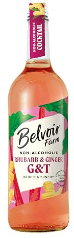 Belvoir Farm Non-Alcoholic Rhubarb & Ginger G&T - Real Rhubarb Juices & Natural Ginger Extract, No Artificial Sweeteners, Preservatives or Flavourings, Vegan 6 x 750 ml