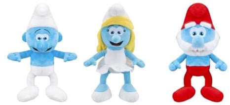 Grupo Moya Packung mit 3 Figuren aus Plüsch, Schlümpfe, 22 cm: Schlumpf, Papst Schlumpf und Schlumpfin, gefüllt und außen aus 100% recyceltem Material, geeignet für alle Altersgruppen