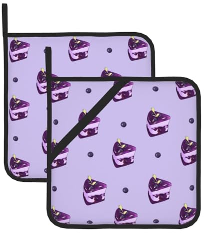 BROLEO Blueberry Cake Lot de 2 maniques isolantes carrées 20,3 x 20,3 cm : épais et durable, anti-brûlure et isolation thermique