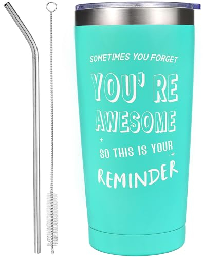 Friendship Best Friend Thank You Gifts for Women Bestie Her Coworker You are Awesome Personalised Inspirational Birthday Christmas Gifts Presents Idea for Women Tumbler with Straw and Lid Travel Mug