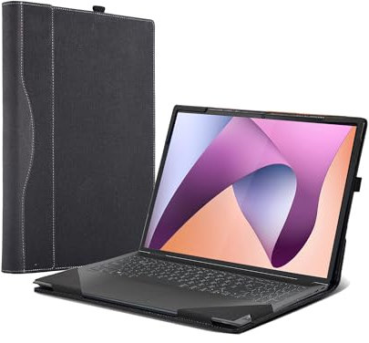 Laptop-Schutzhülle für Lenovo IdeaPad Flex 5| Flex 5i 2 Zoll 1 2023 Business Laptop 16 Zoll Flex 5 16 ABR 8 |16ALC7 |16IAU7 |16IRU8 | PU-Leder-Notebook-Hülle, abnehmbare Schutzhülle, Dunkelgrau