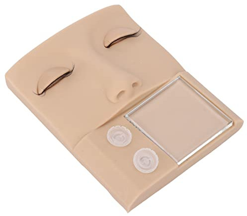 3 in 1 Replaceable Eyes Simulation Silicone Eyelash Extension Head Practice for Beginners, Multifunctional with Glue Cup, More Convenient for Reusable